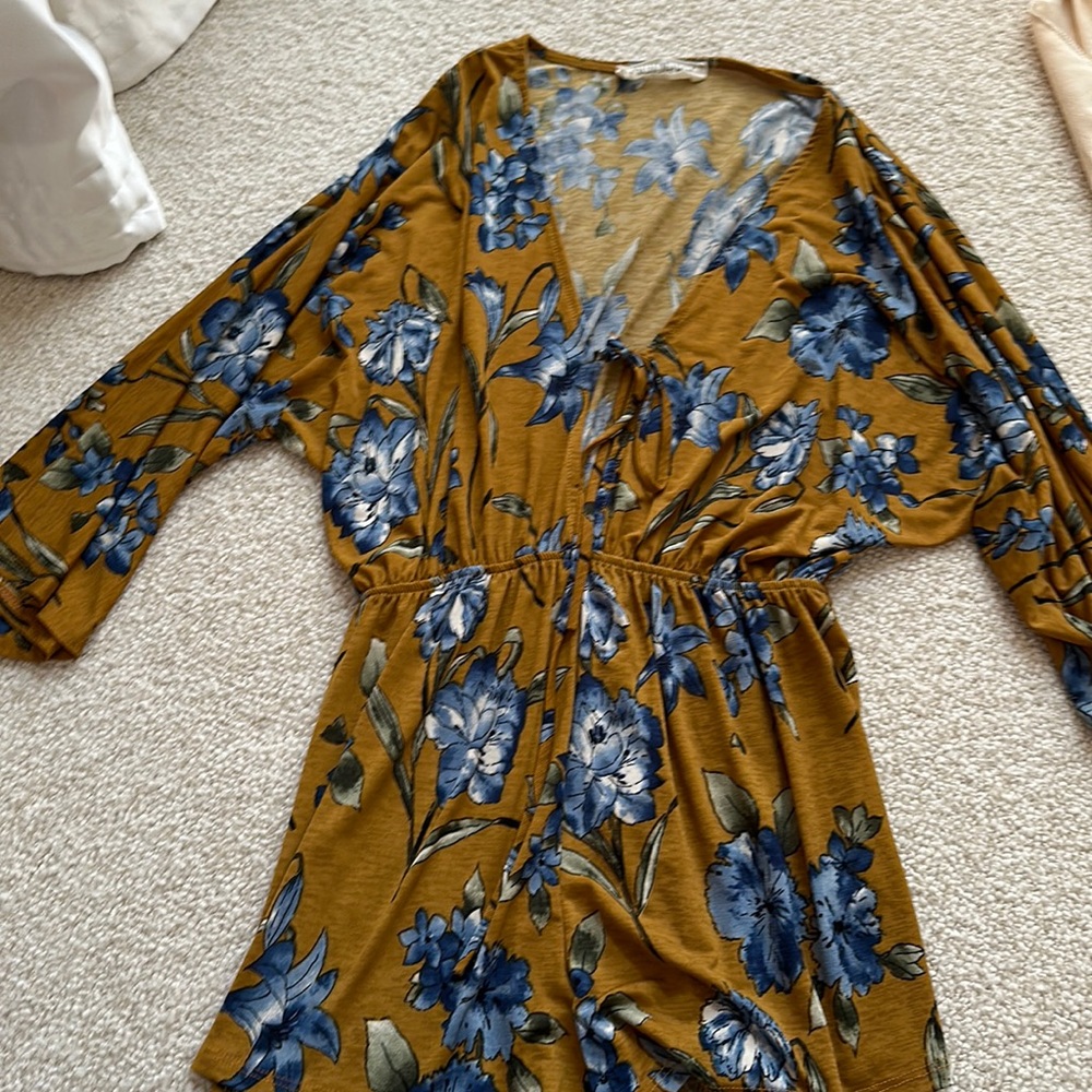 Audrey 3 + 1 Tan/Blue Romper